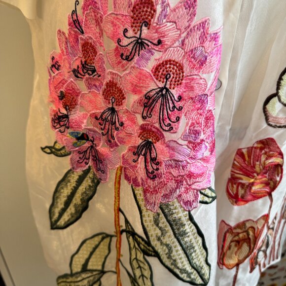 YOOX WHITE FLOWY BUTTON UP FLORAL MINI DRESS - Picture 6 of 16